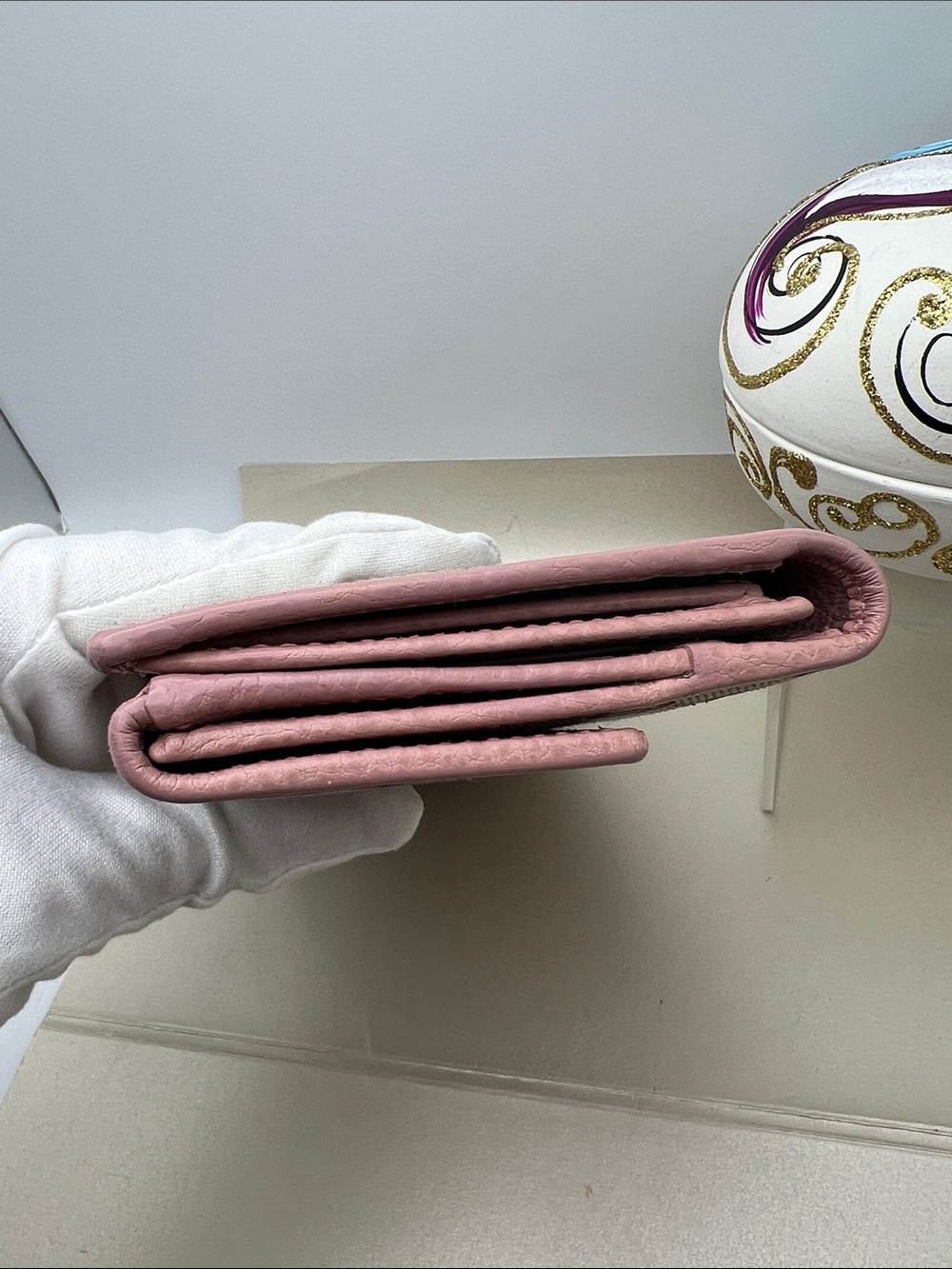Gucci Beige GG Canvas Continental Long Wallet with Pink Leather Trim Bifold GC - Picture 5 of 17